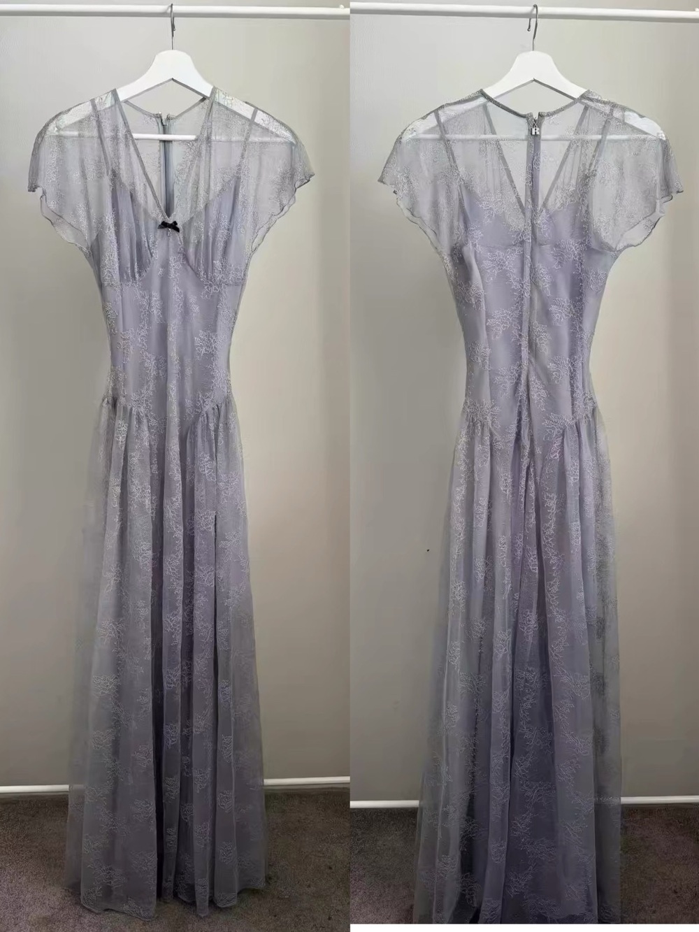 ROTATE BY BIRGER CHRISTENSEN Lace V-Neck Maxi Evening Dress, 32/XXS - Picture 4 of 8